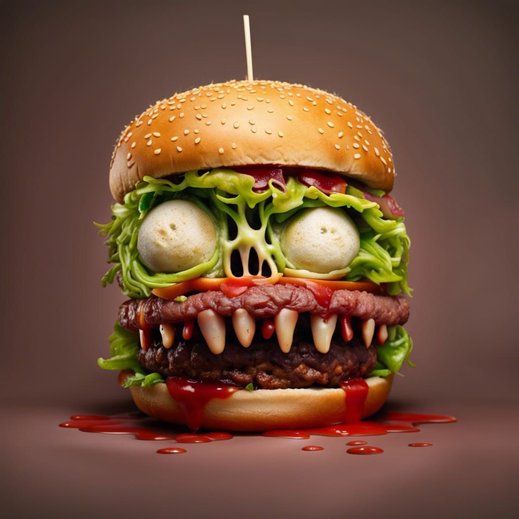 Zombie Head Hamburger: Grotesque Food Art