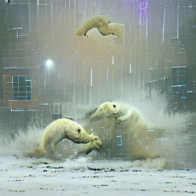 Polar Bears Battle in Winter Snowstorm