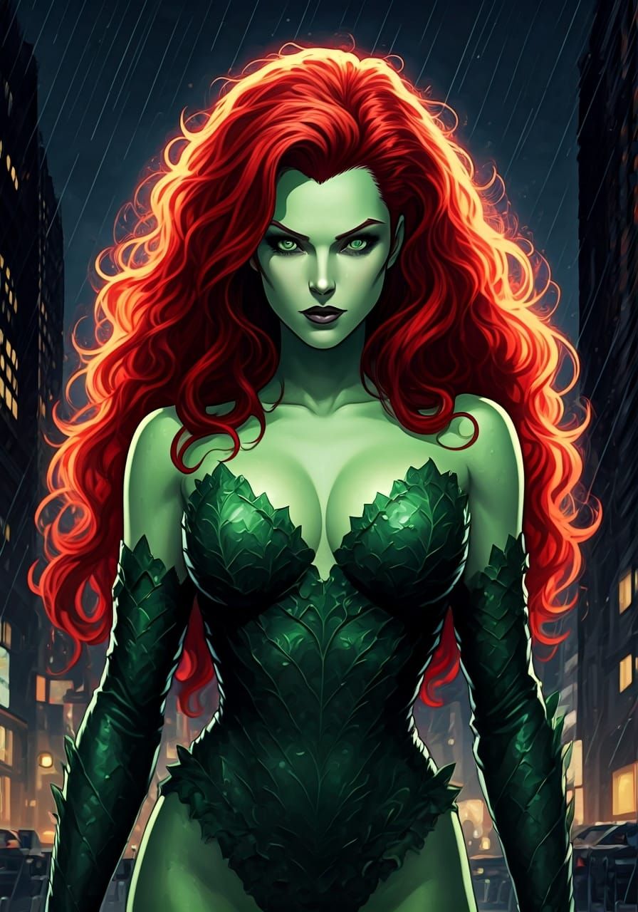 Poison Ivy in Cel-Shaded Anime Style