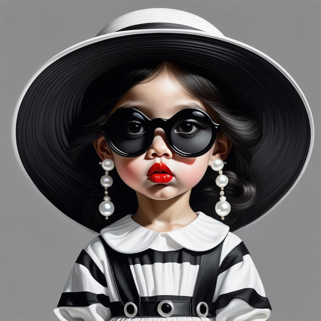 Cartoon Child with Exaggerated Features, Oil Painting