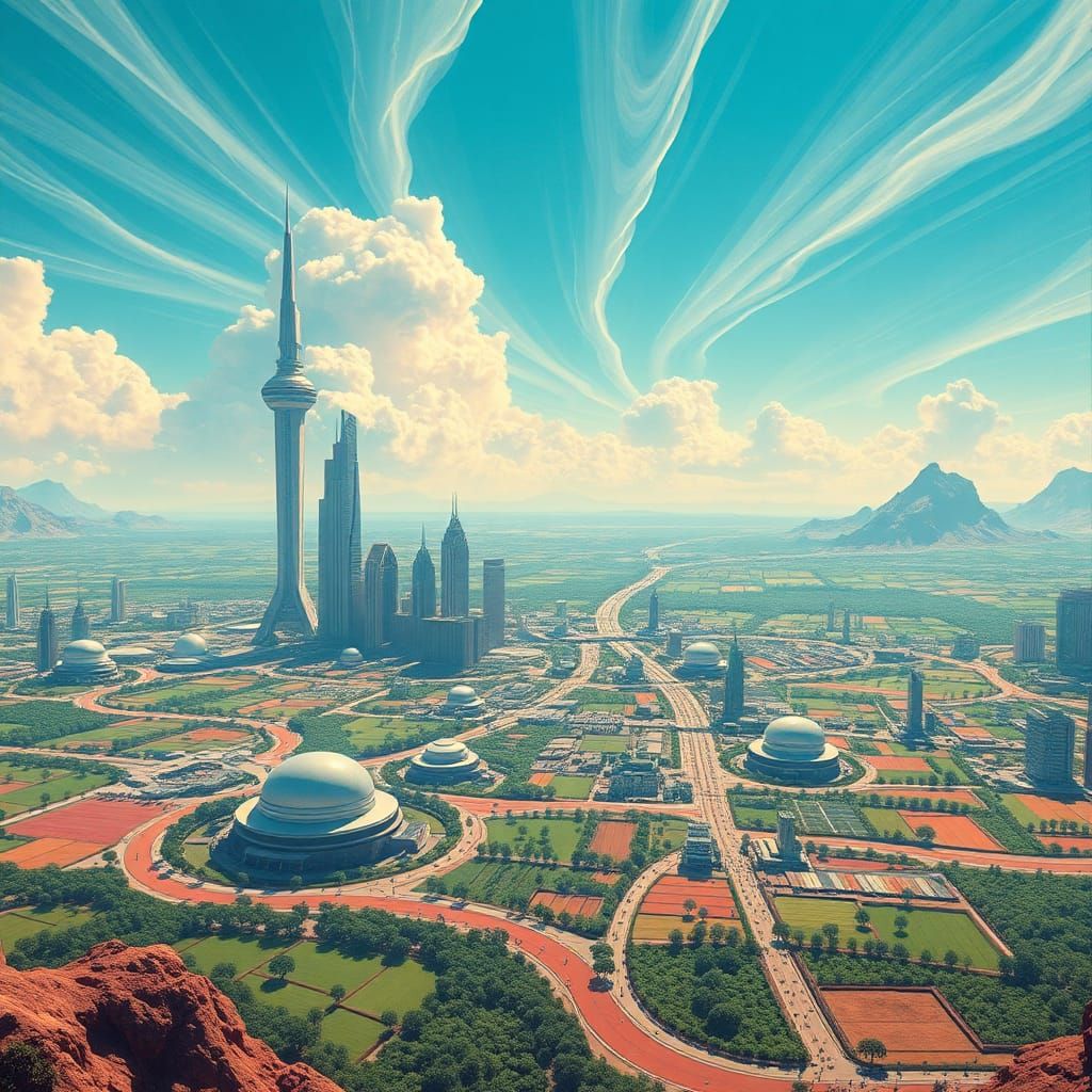 Venusian Metropolis: A Transformed World in Pastel and Neon