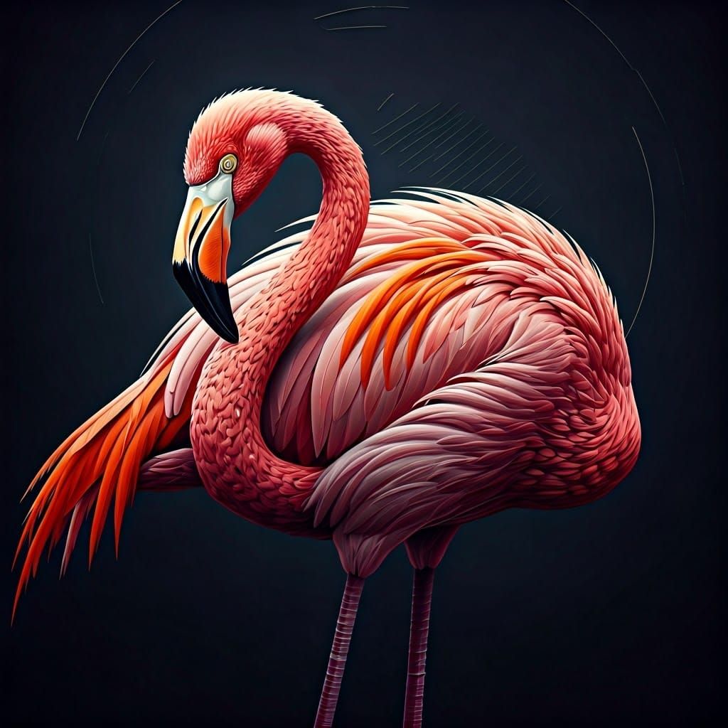 Surreal Flamingo Logotype in Double Exposure with Scientific...