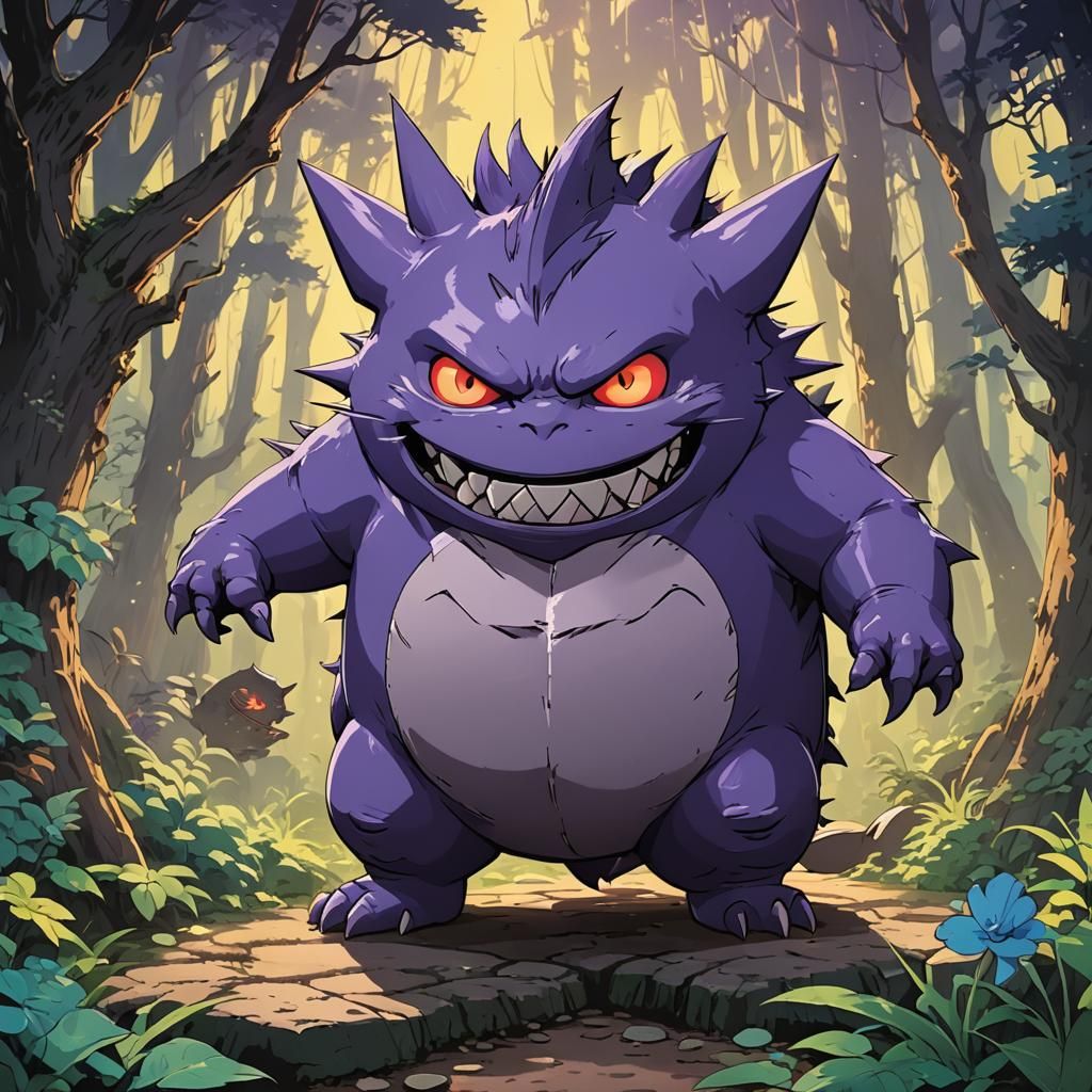 Gengar in Studio Ghibli Anime Style