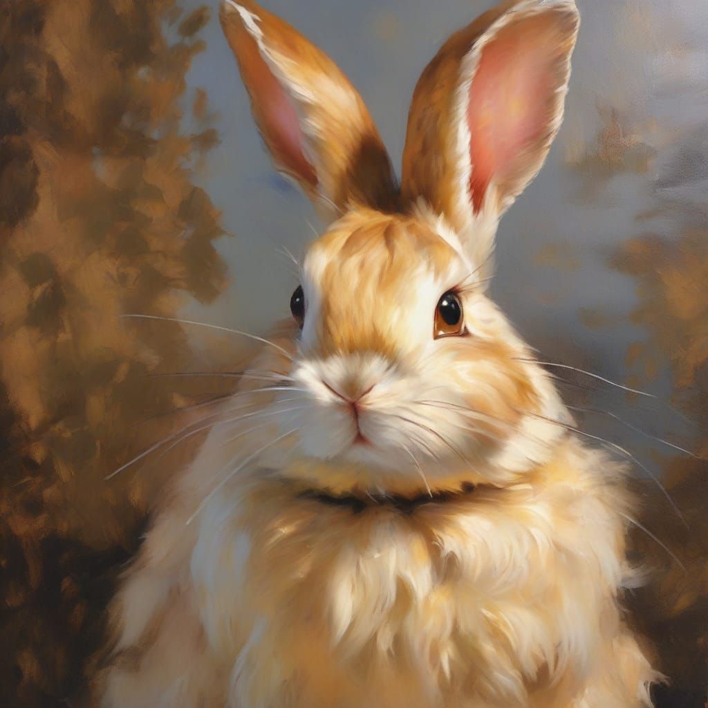 Renaissance Oil Painting of Angry Rabbit Lantern