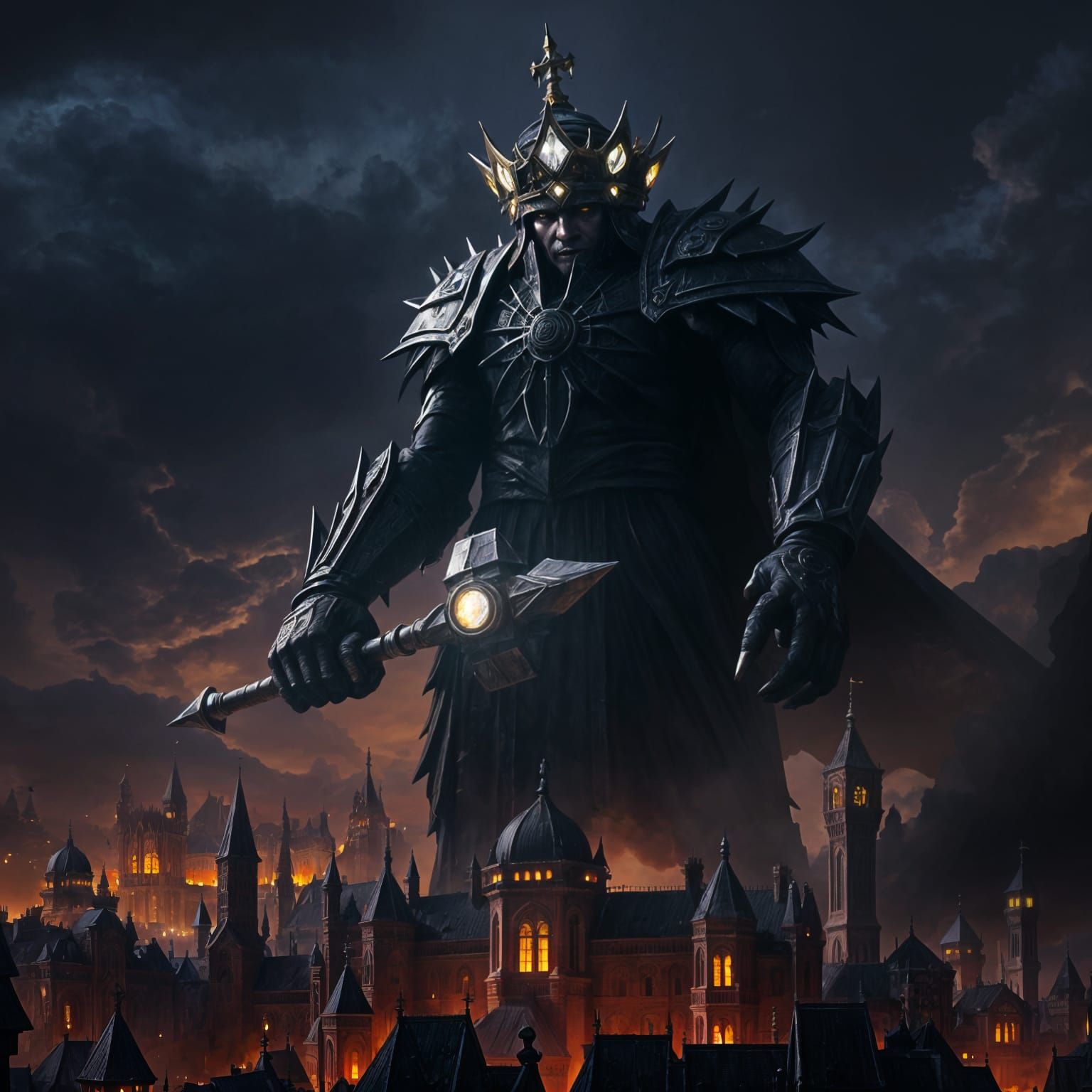 Dark Fantasy Masterpiece: Enormous Shadow Lord Towers Over M...