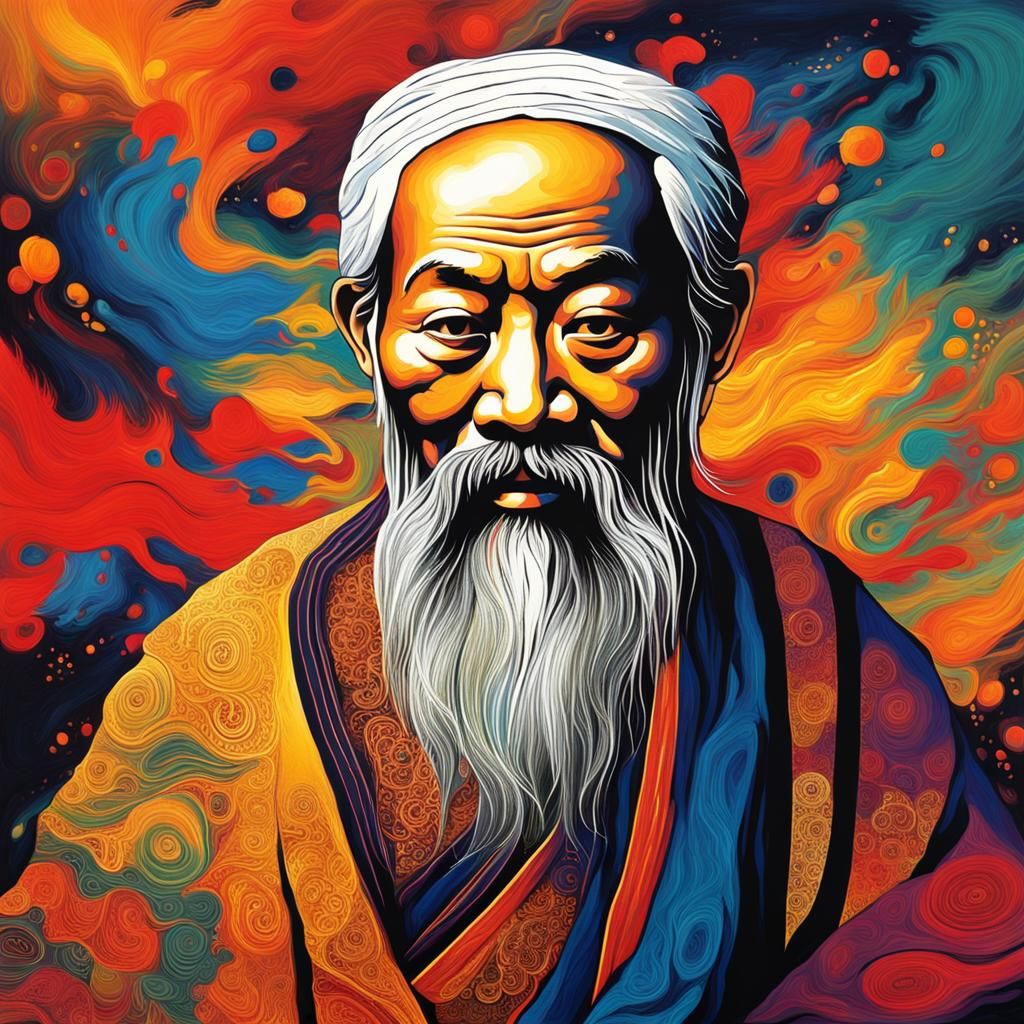 Abstract Portrait of Lao Tzu in Color