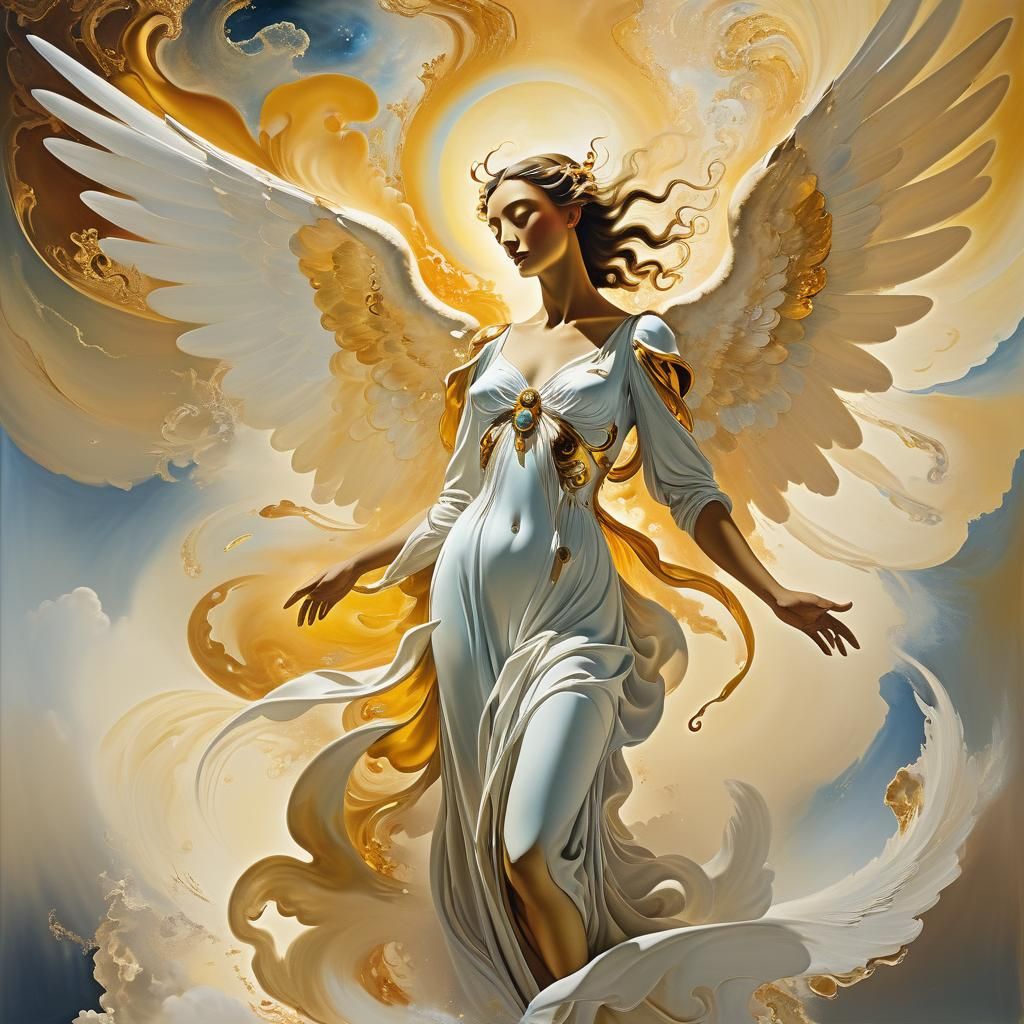 Majestic Seraphim Angel in a Surreal Oil Painting