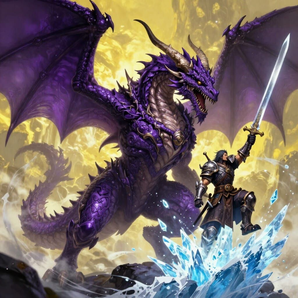 Colossal Dragon Rider Unleashes Ice Blast in Dark Fantasy