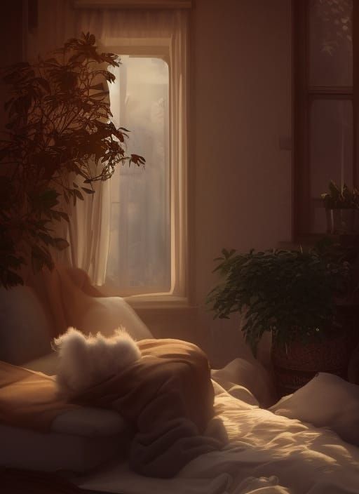 Cozy Room with Sunshine, Vines, and Plants