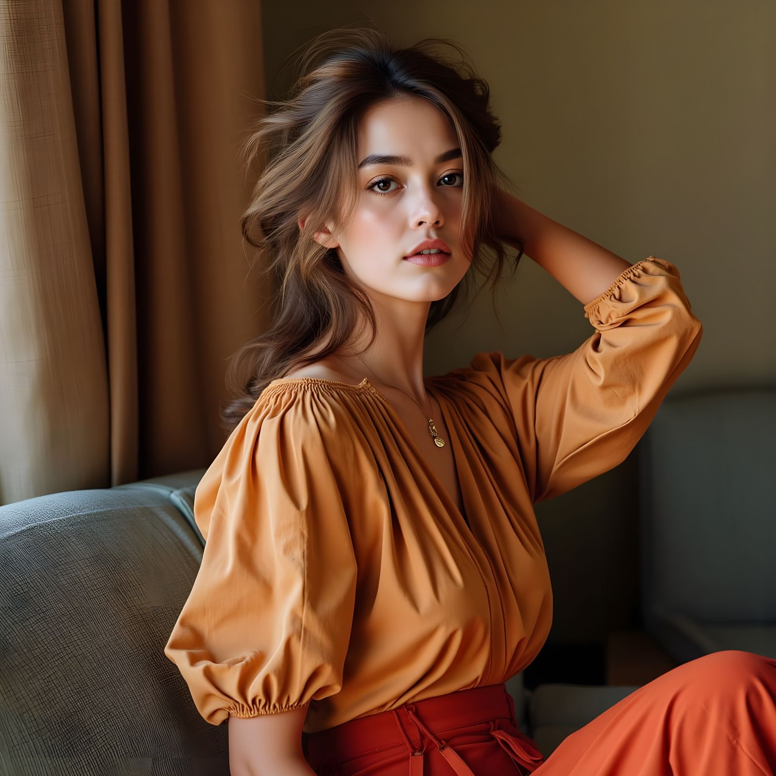 Elegant Woman in Whimsical Furniture Portrait