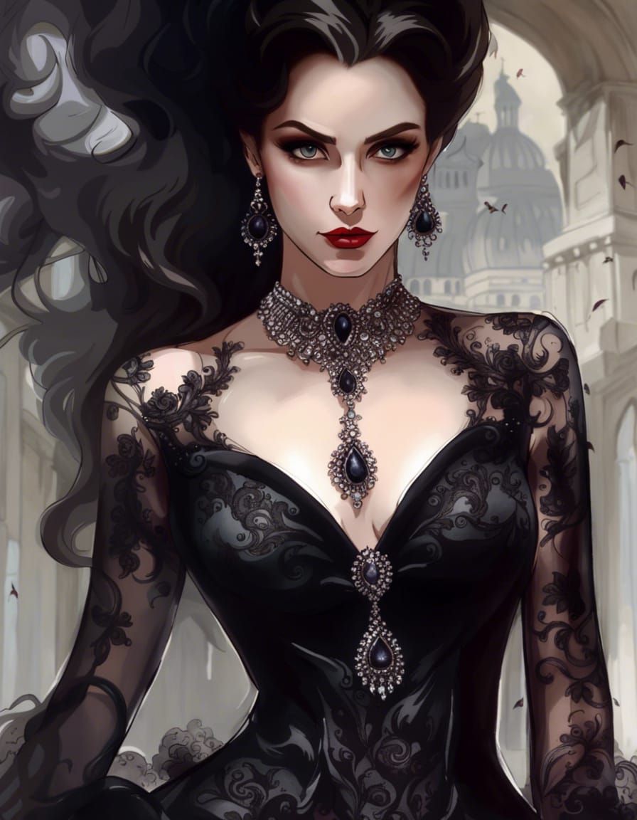 Evil Queen as Dark Fantasy Watercolor Art