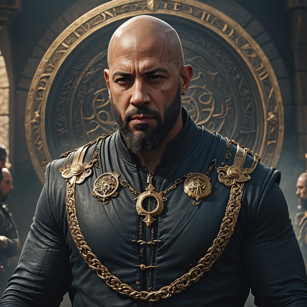 Detailed Portrait of Portuguese Politician with Janus Symbol