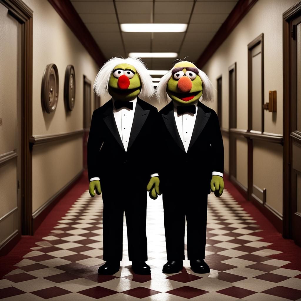 The Muppets in the movie The Shining directed by Stanley Kubrick. The corridor scene with Grady sisters.