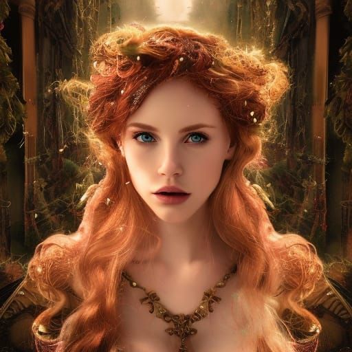 Gorgeous Christmas Goddess with Red Hair: 8K Illustration