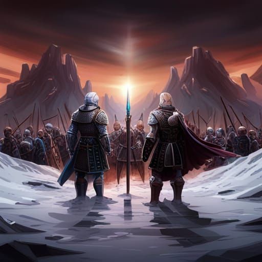 Armies in Black and White Armor Face Off