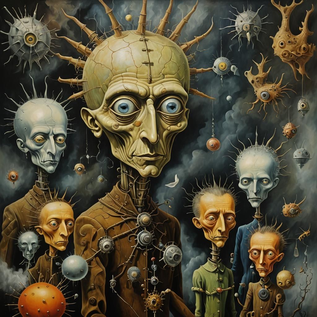 Surreal Creatures Emerge in Vibrant Oil Painting