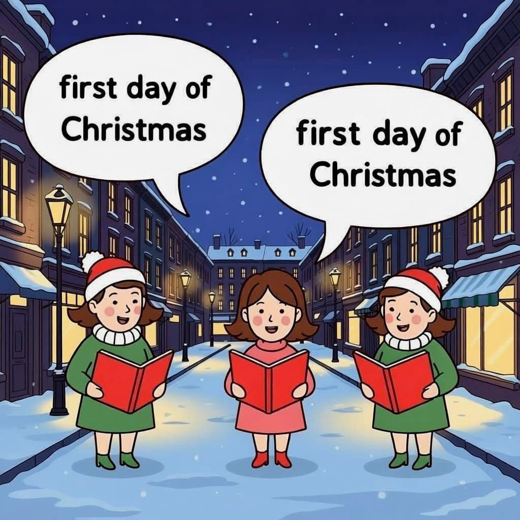 Christmas Carol Singers with Festive Speech Bubbles