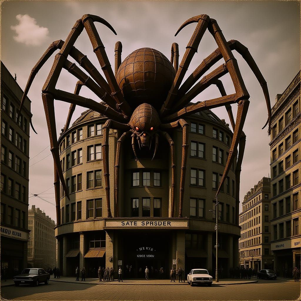 Spider Skyscraper in Sepia Tones
