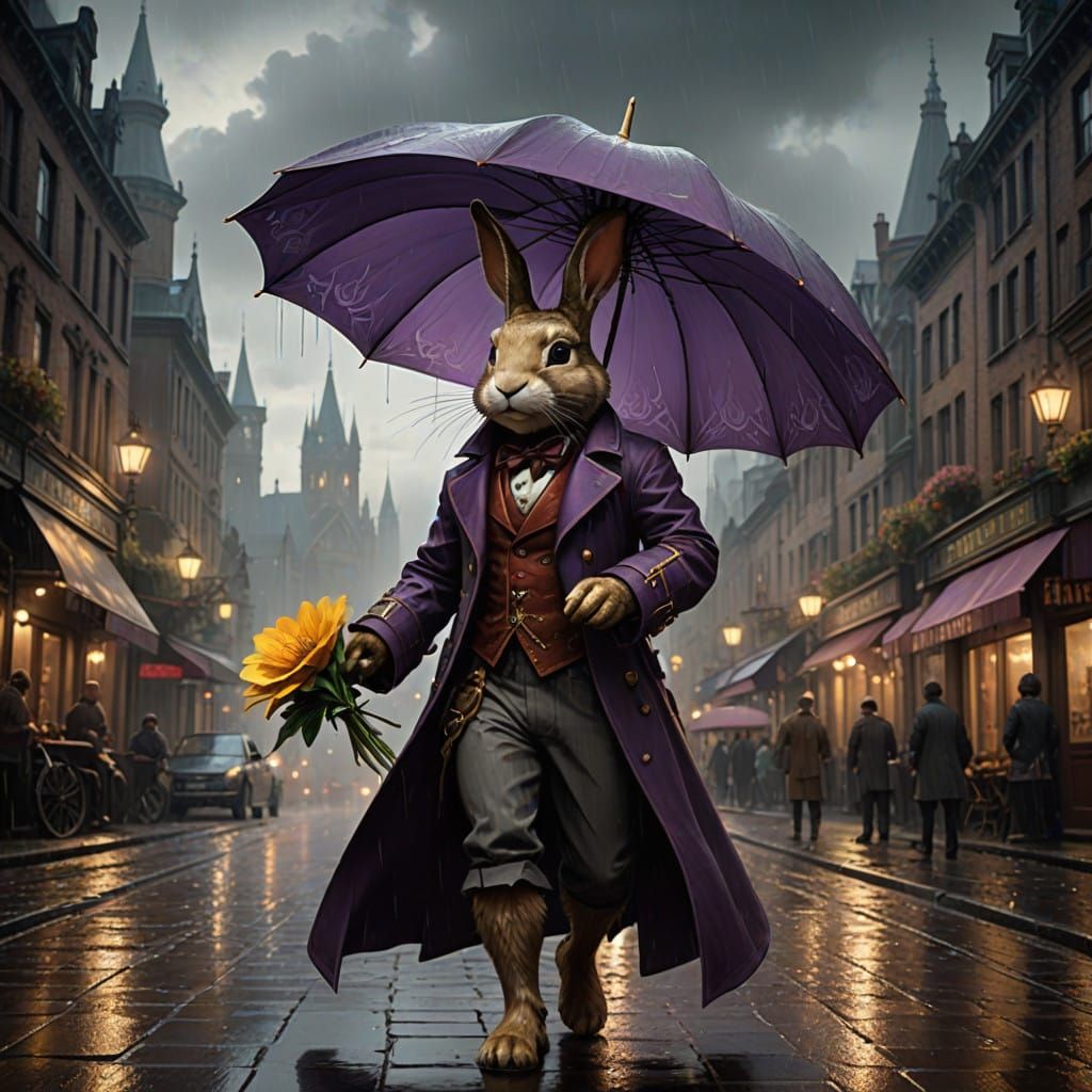 Steampunk Rabbit Finds Shelter in Victorian City