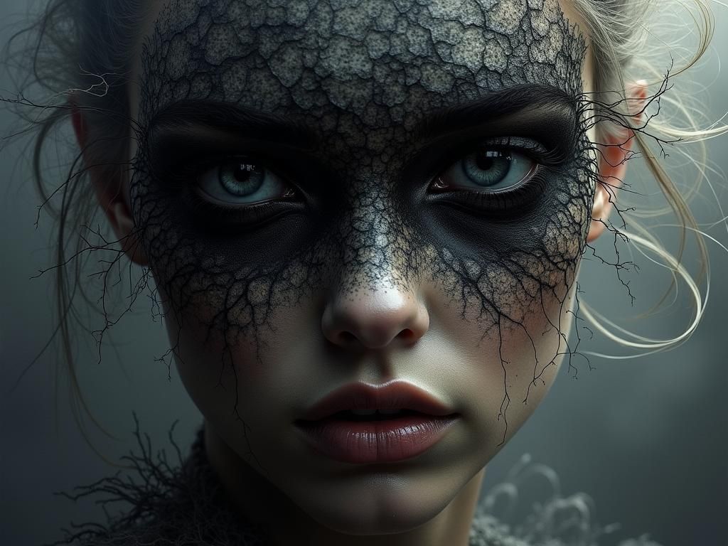 Shadowy Heart Portrait in Resin Semisculpture