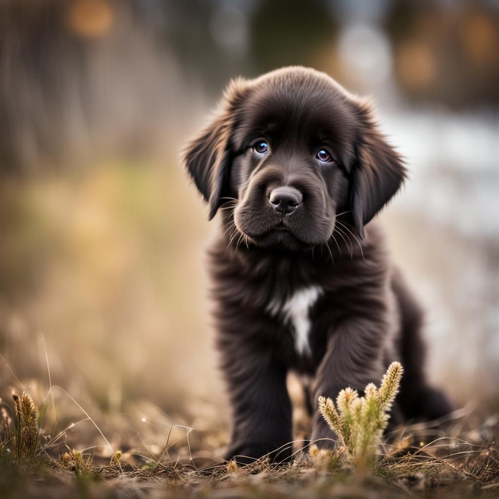 Adorable Newfoundland Puppy in Natural Light