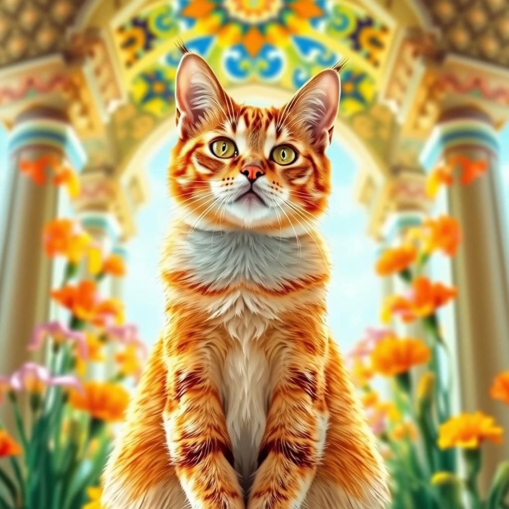 Feline Fractal Cat in Nouveau Art Deco Architecture