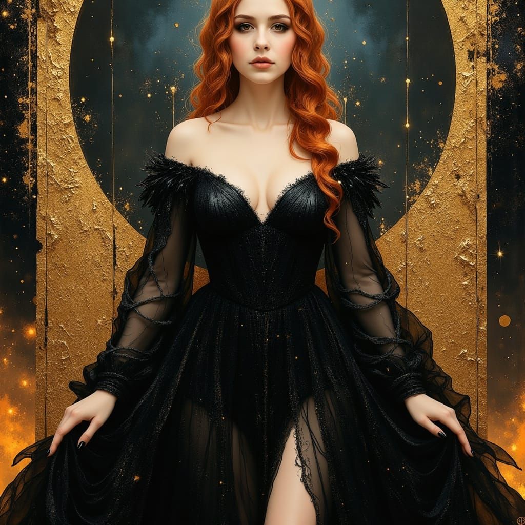 Ethereal Vampiress Queen in Futuristic Darkness