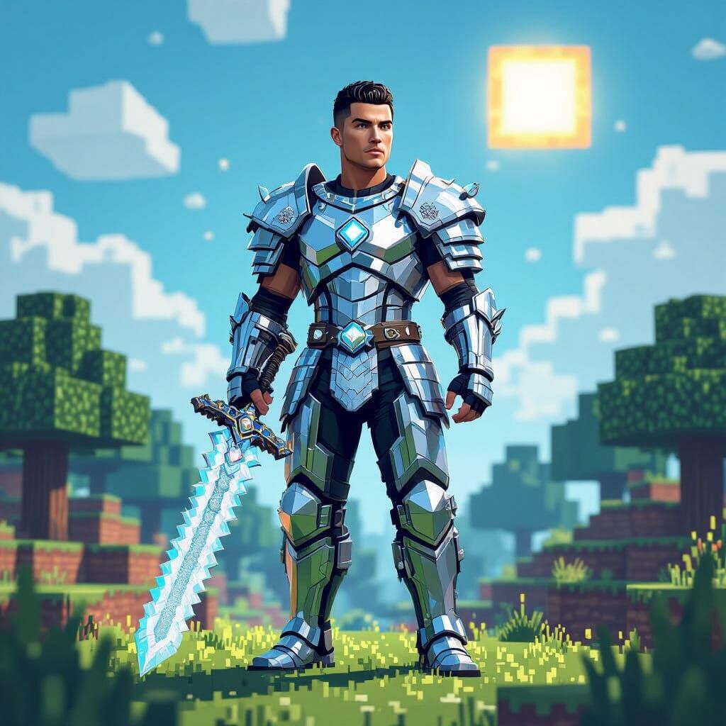 Cristiano Ronaldo as Minecraft Character in Pixel Art