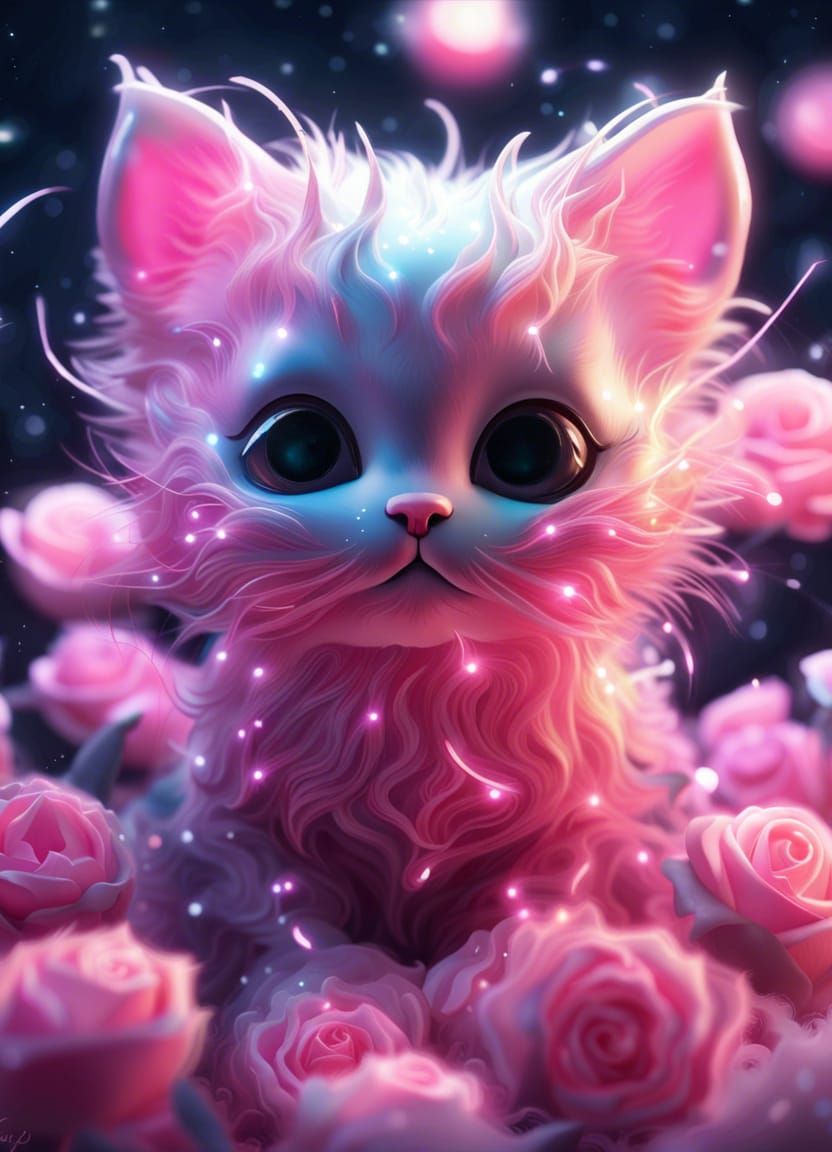 Symbiote Kitten Constellation on Luminescent Roses