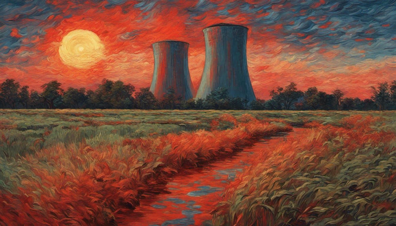Apocalyptic Jungle Power Plant in Van Gogh Style
