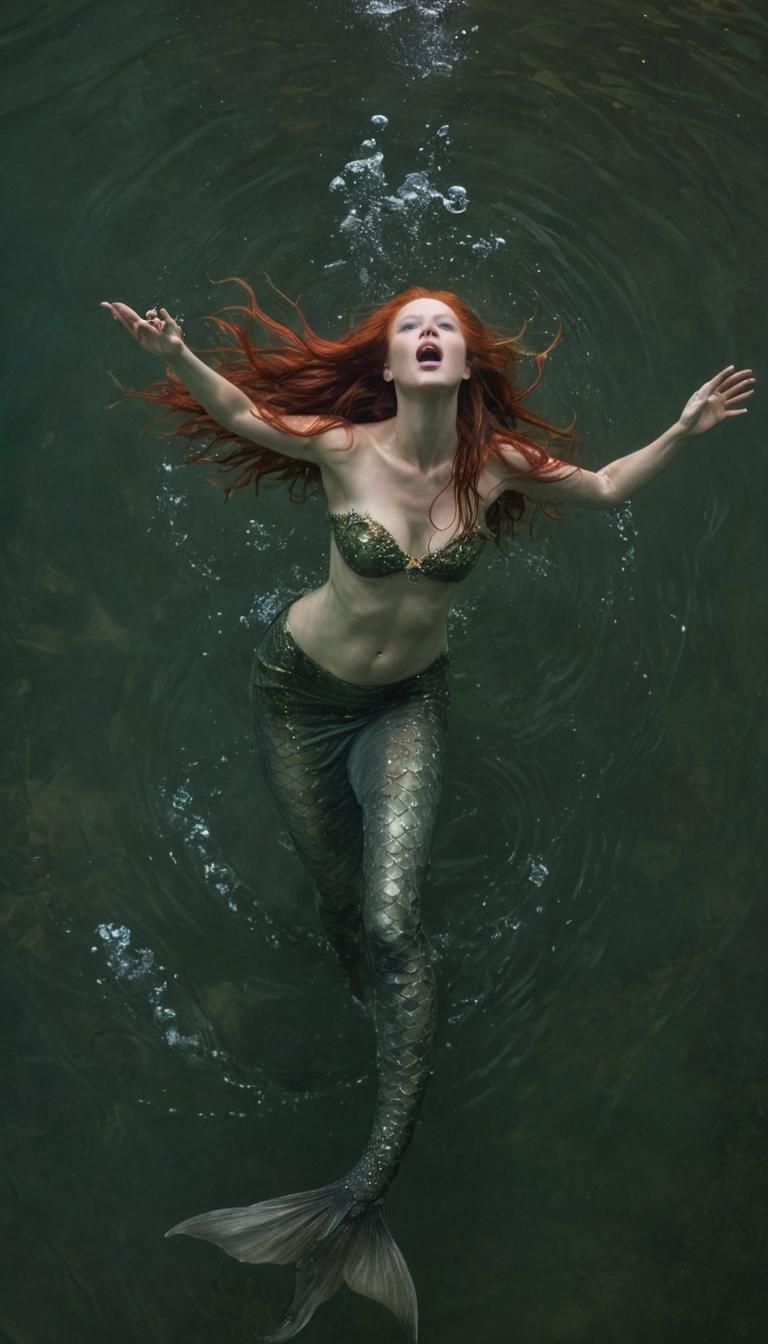 Mermaid's Underwater Scream: Freedom and Defiance