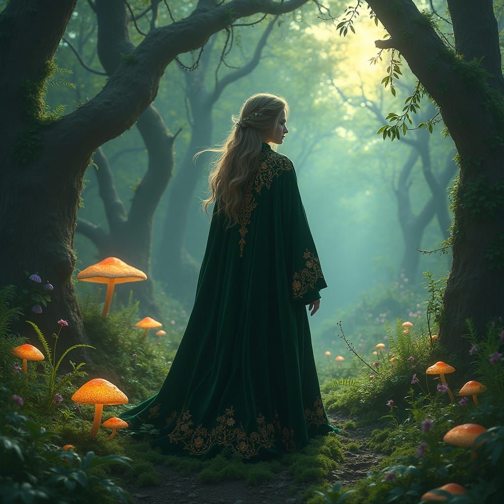 Mystical Forest Enchantress in Victorian Velvet and Emerald...