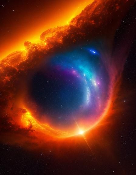 Dreamy Amber Awning Against Nebula Sky