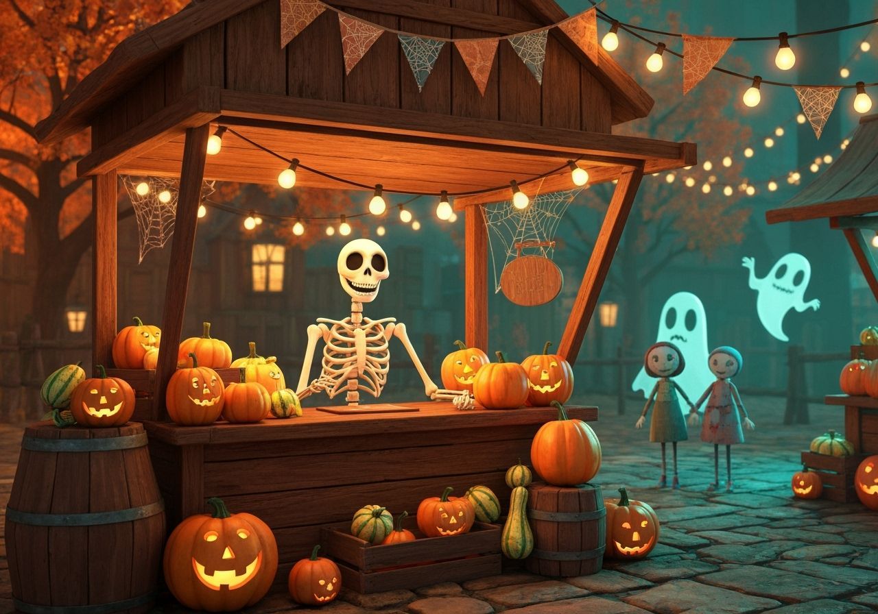 Skeleton Vendor at Autumn Market