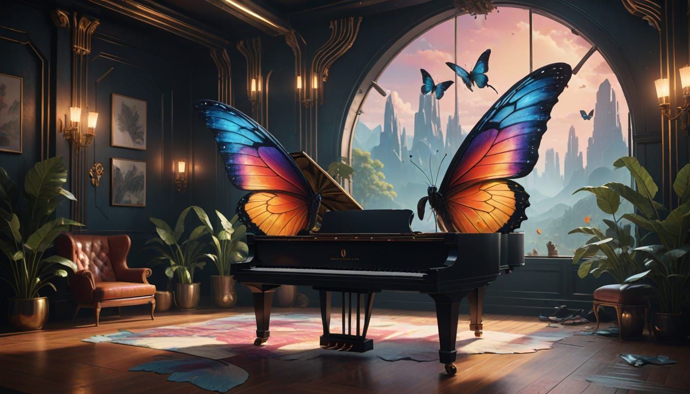 Luxury Piano in Ethereal Art Deco Fantasy