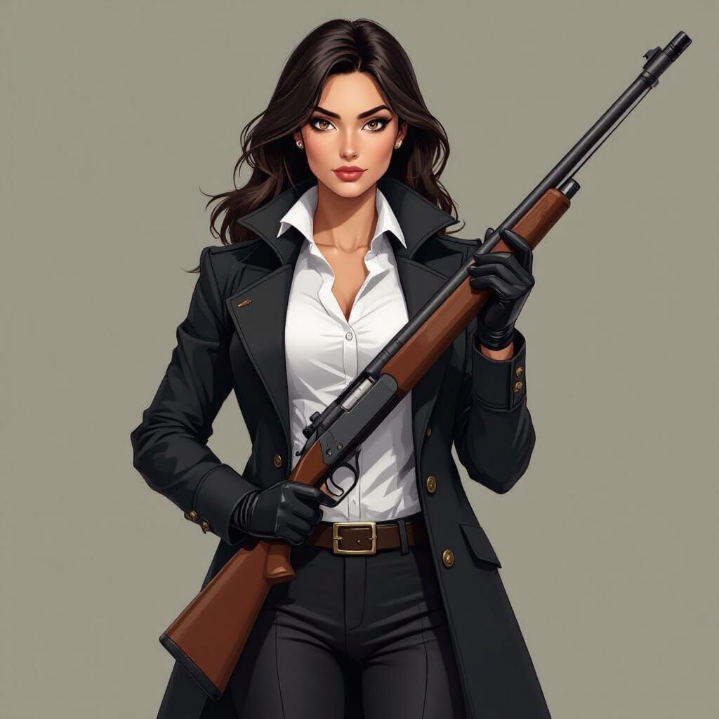 Stylized Hunter with Rifle in 2D Animation Style