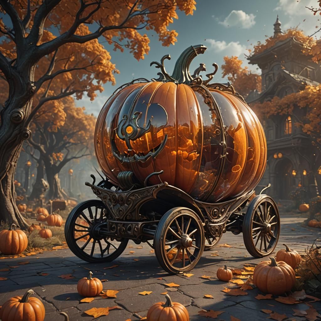 Fantasy Pumpkin Carriage: Detailed Matte Painting