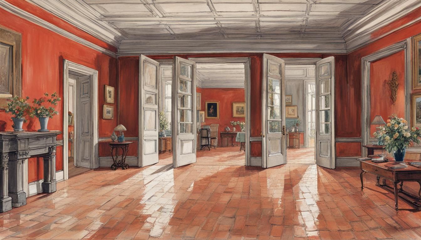 Umber Room with Terrace, Detailed Matte Painting