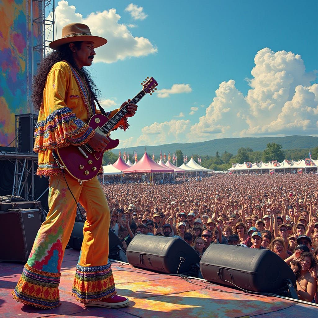 Psychedelic Woodstock Concert Scene
