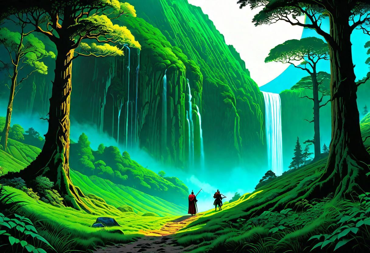 Lush Forest Shepherd in Gouache Watercolor Style