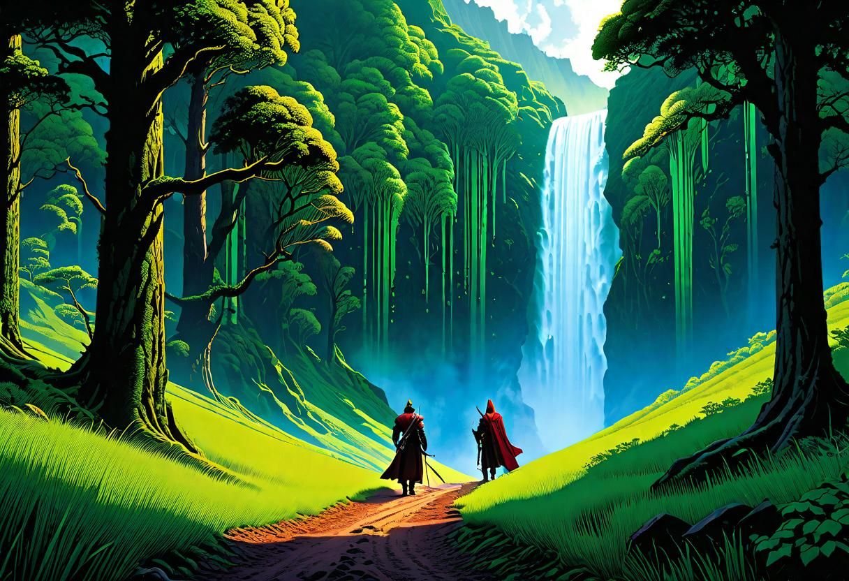 Lush Forest Shepherd in Impressionist Gouache Style