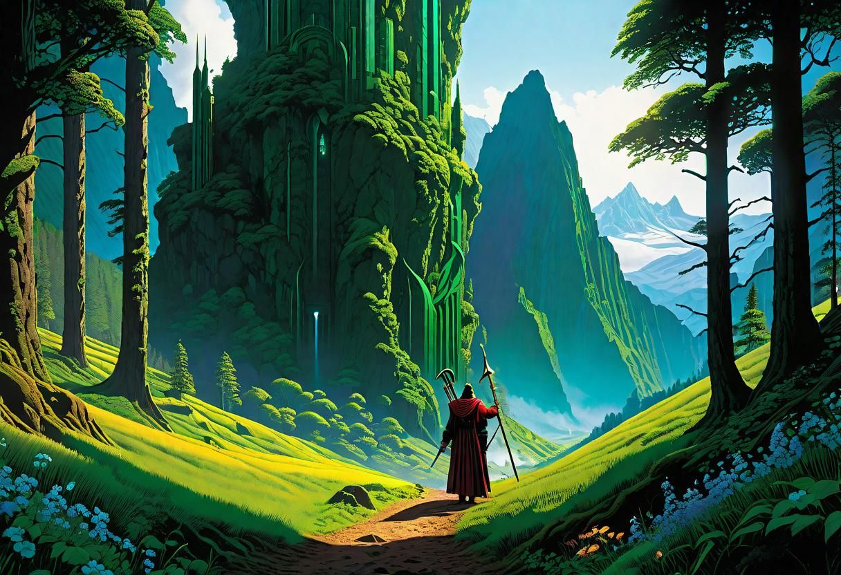 Jesus Christ Shepherd in Lush Impressionist Forest