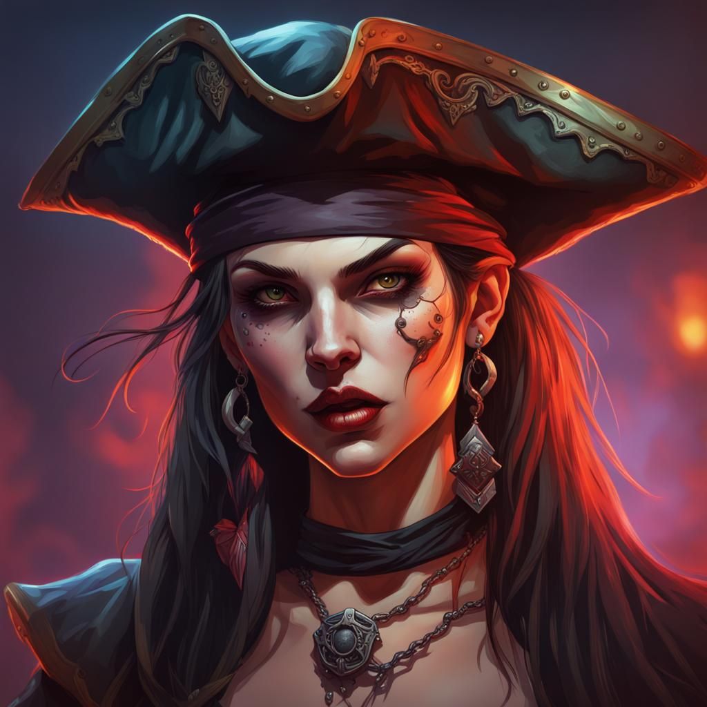Vampire Pirate with Bandana in D&D Style