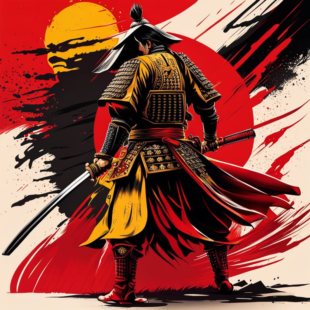 Samurai Ninja Vector Image in Splash Art Style