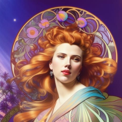Scarlett Johansson Portrait in Art Nouveau Style