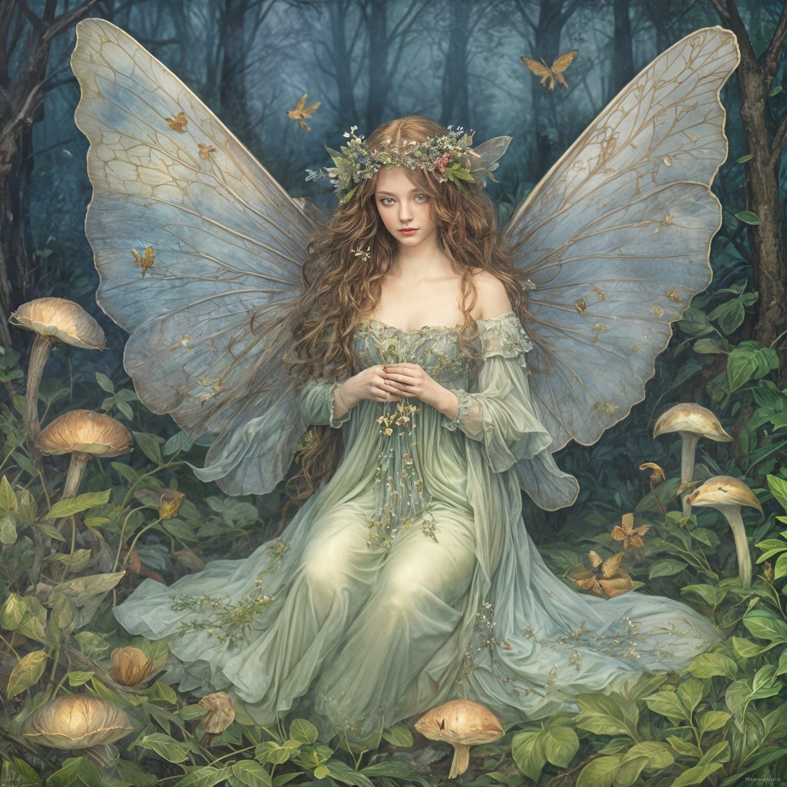 Whimsical Faerie in Enchanted Forest Glade
