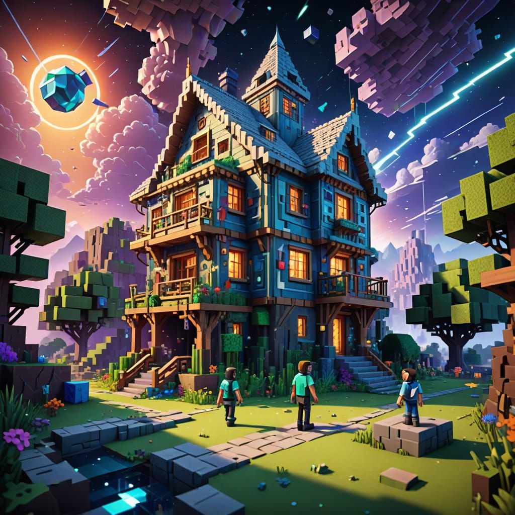 Epic Minecraft Cosmorama in Stunning Digital Art