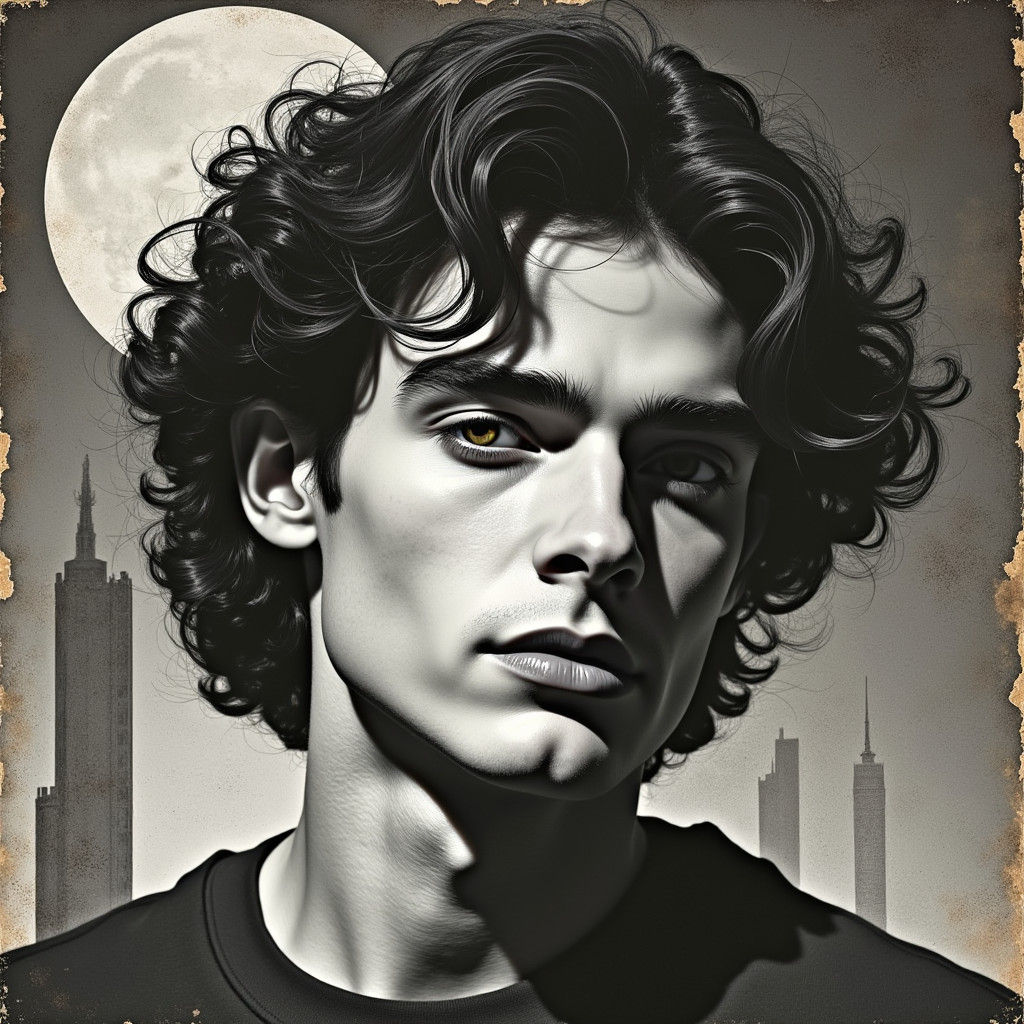 Cillian Murphy Portrait in Art Deco Style