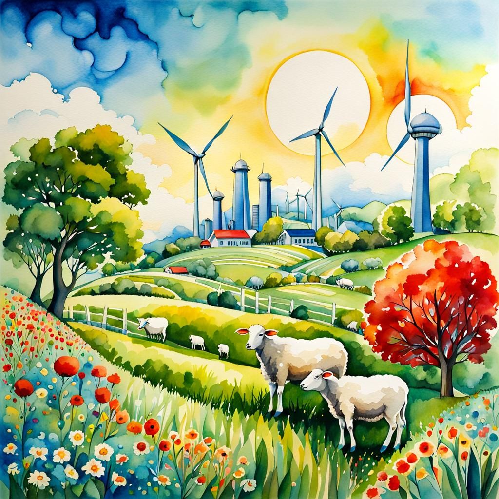 Utopian Landscape with Futuristic Green Cities