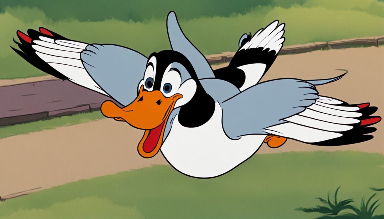 Flying Goose in Disney Cartoon Style